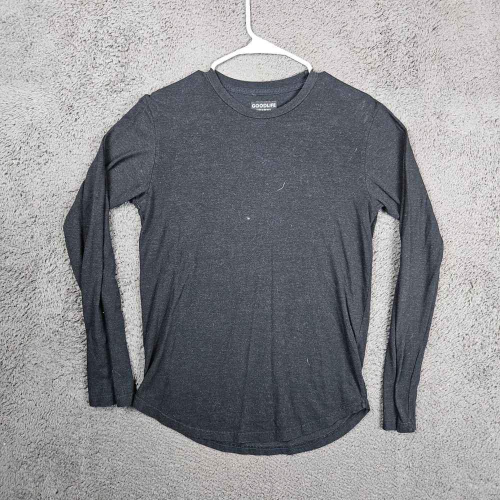 GOODLIFE Mens Small Long Sleeve Tri-blend T-Shirt Charcoal